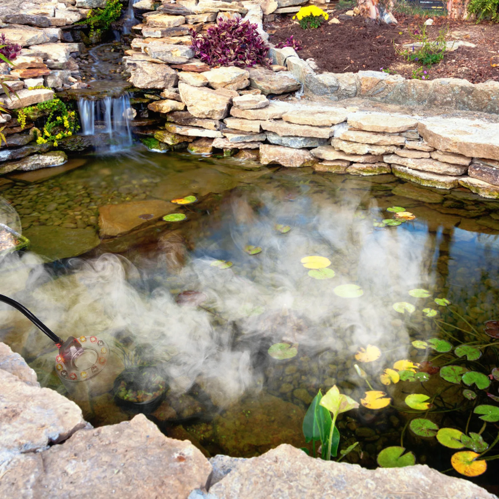 

1Set LED Colorful Fog Maker Spray Mist Head Low Noise Sprayer for Fish Tank Pond Rockery Air Humidifier Fog Maker