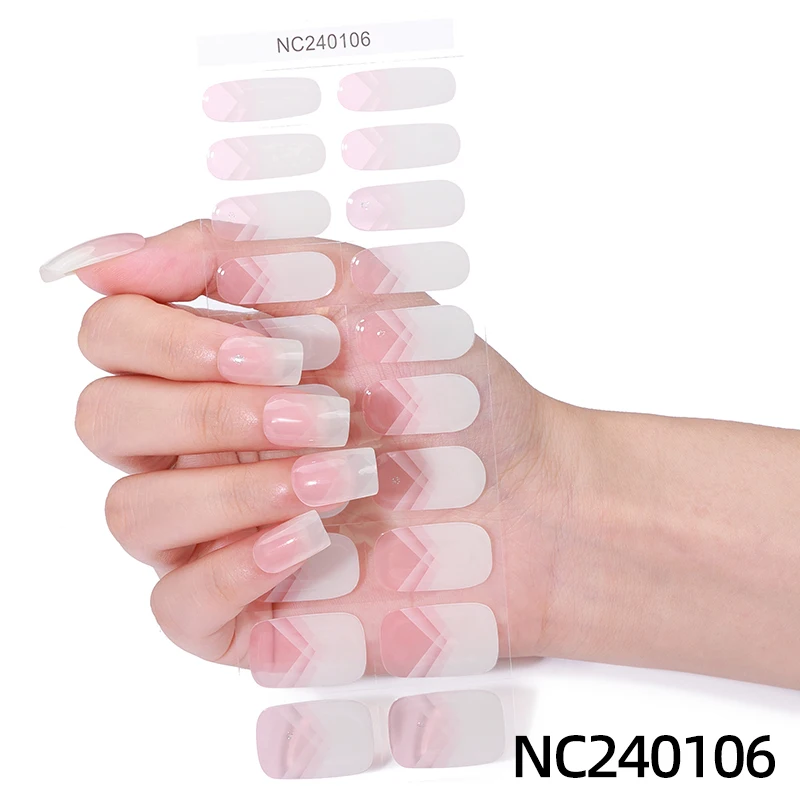 New Nude French Semi Cured Gel Nails Art Sticker Pegatinas para uñas UV LED Lamp Needed Semi Cured DIY Nail Gel Decals Women