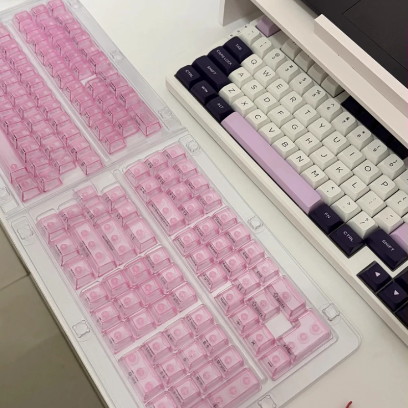 Transparent PC Keycaps Custom Cherry Profile Side Carving Positive Engraving Cartoon Anime Point Keycap for Gamers Design Gifts
