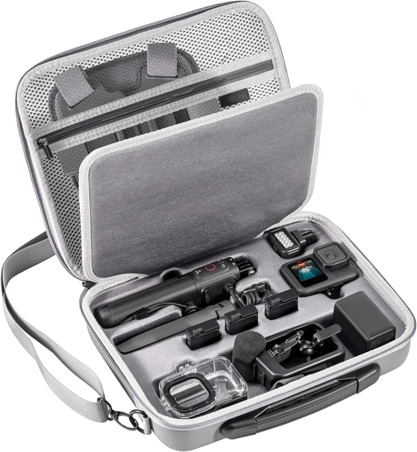 

Carrying Case for GoPro Hero 13-7 & DJI Osmo Action 6-5 Action Camera Hard Storage Case with Mount/Media Mod/Volta Protection