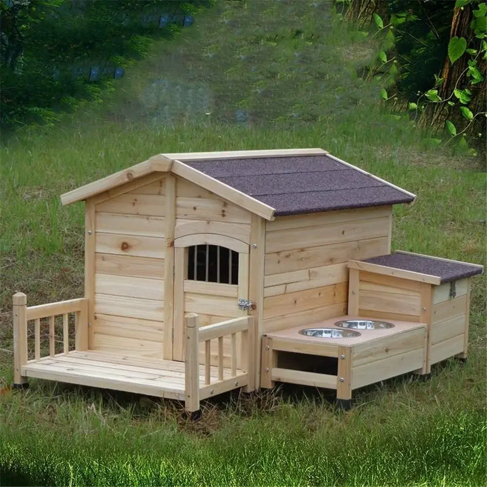 Xxl Dog Cage Outdoor Dog Shelter Large Kennels House for Big Dogs with Feeder Station and Balcony