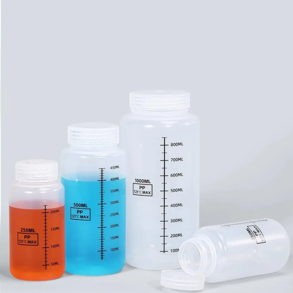 Multiple Capacities Wide Mouth Reagent Bottle 30-1000ml Classrooms Laboratory Bottle Home Packaging Bottle Transparent