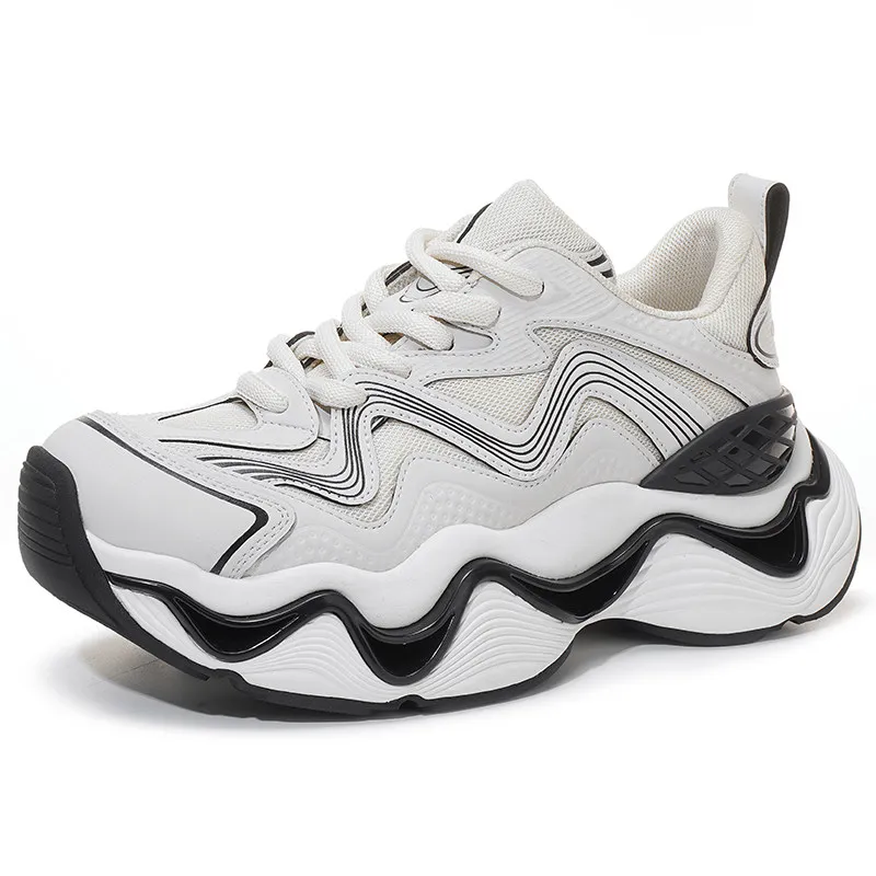 Lightweight Thick Bottom Mesh Breathable Daddy Shoes for Men's Outdoor Casual Sneakers Comfortable Height Increasing Shoes Male