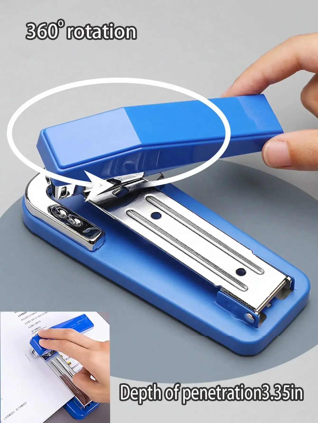 1pc Multipurpose Heavy Duty Rotatable Stapler, Accommodates Up To 3.74-Inch Stacking Depth, With 500pcs Staple Pins For Office, Home, Student Use Back To School,Back To School,School Supplies