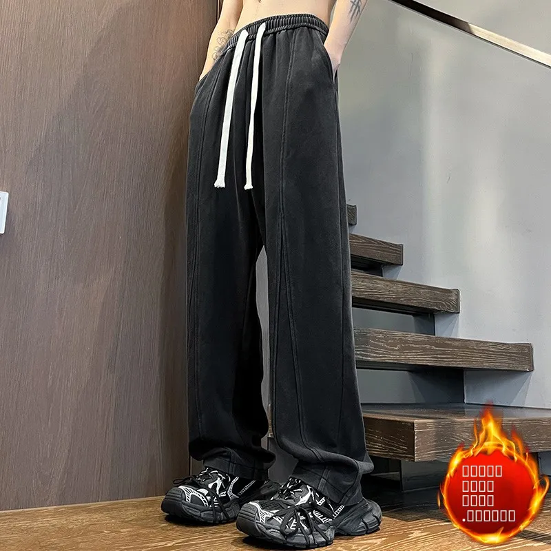 

Мужские повседневные брюки Bla Fce с флисовой подкладкой, утепленные, прямого кроя, осенне-зимние, свободные, удобные, модные, немнущиеся