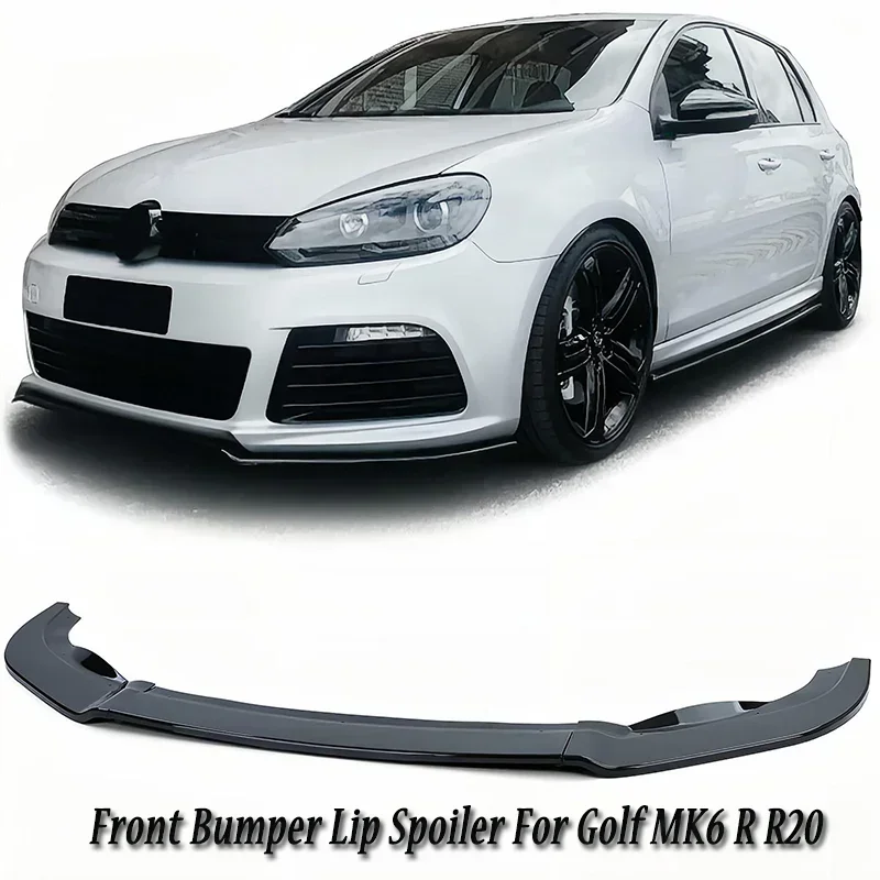 For Volkswagen Golf 6 MK6 R R20 2008-2013 Glossy Black ABS Car Front Bumper Splitter Lip Diffuser Body Kit Spoiler Guard Tuning