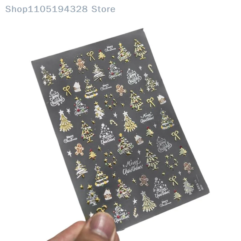 

[MP]3. Cute Cartoon Crystal Ball Santa Claus Winter Metal Christmas Tree Nail Art Stickers DIY Manicure Decals