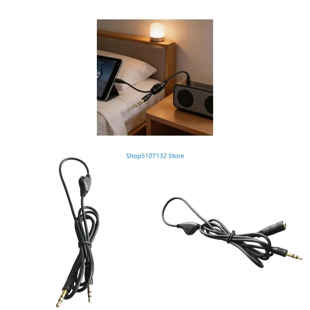 87HD 3.5mm Sound Extension Cable with Slide Volumes Control Plastic Texture Perfect for Headphones Speakers and Mobile Devices