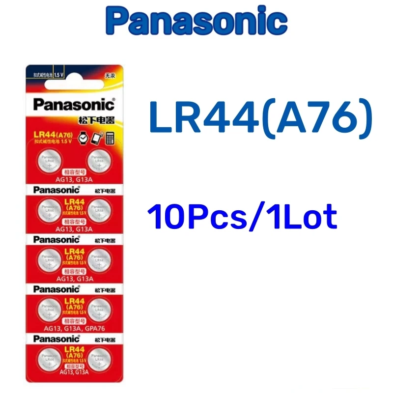 10-50pcs Original Panasonic A76 LR44 AG13 357 SR1154 LR1154 SR44 LR 44 Alkaline Batteries For  Calculator Toy Remote Button Coin