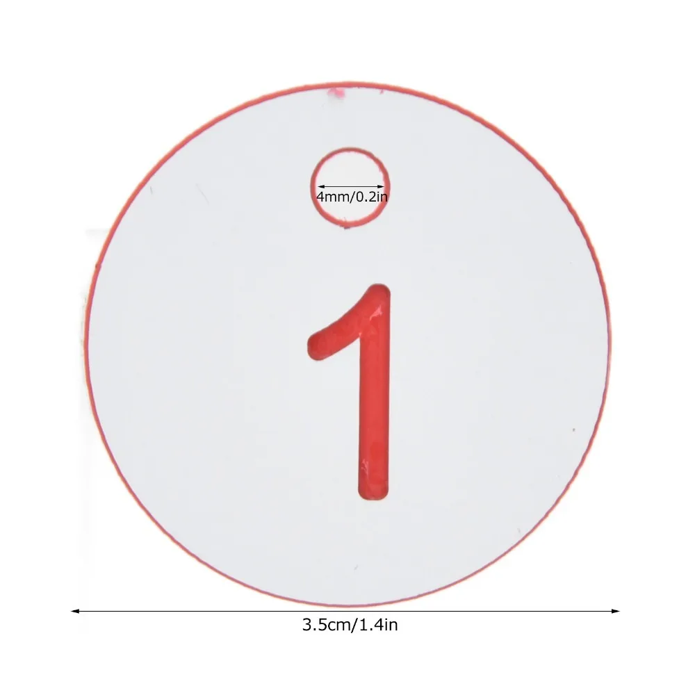 50Pcs ABS Plastic Serial Number Labels White&Yellow Round Shape Hive Mark Labels Digit Printing Pre-Drilled Holes