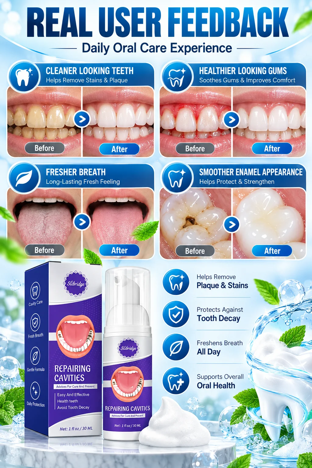 Enamel Care Tooth Mousse for Daily Oral Routine, Gentle Tooth Surface Care for Adults Kids and Whole Family Use