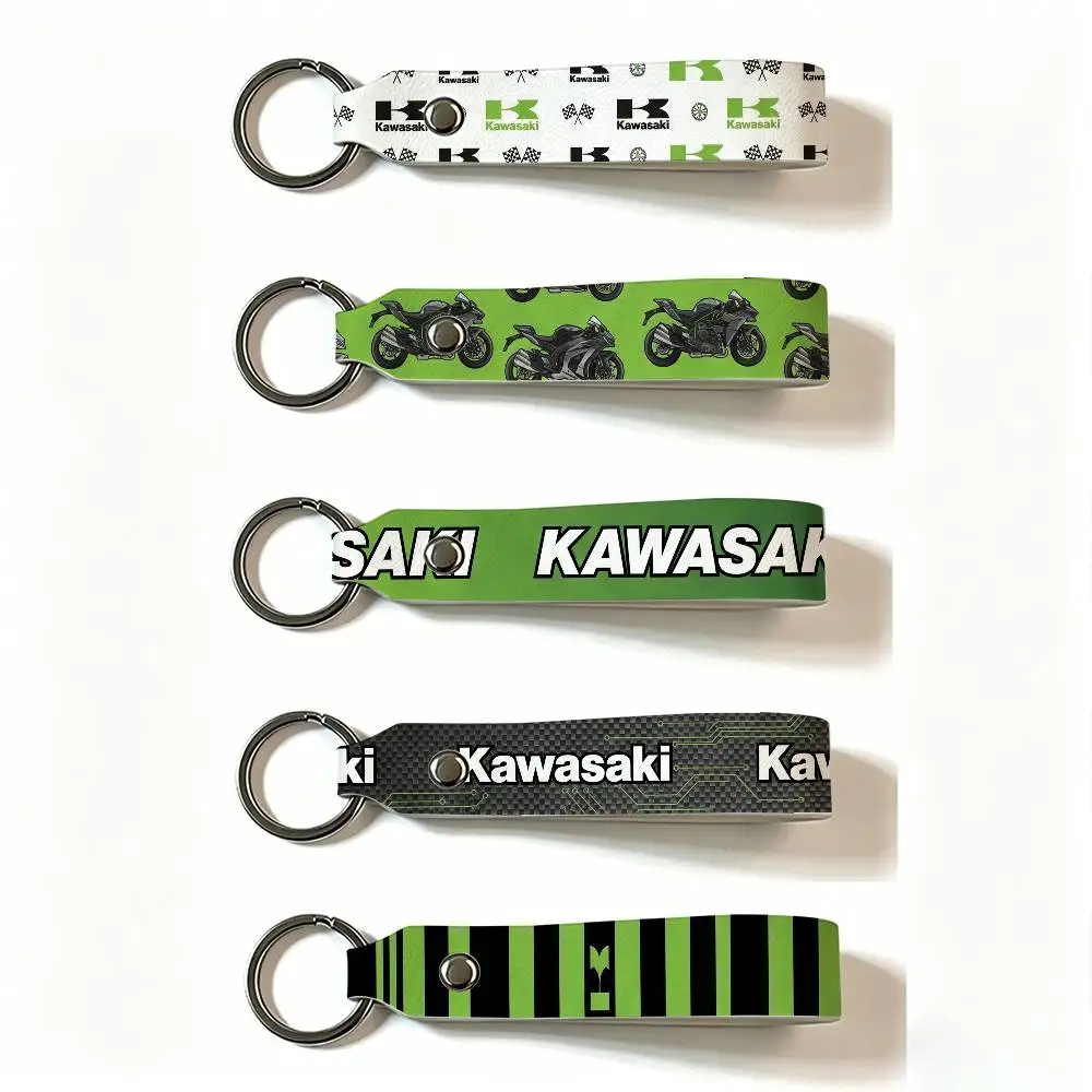 Motorrad Kawasaki PU-Leder Schlüsselanhänger Minimalistischer Schlüsselhalter Langlebiger Schlüsselorganizer Autoschlüsseltasche Zubehör Geschenk