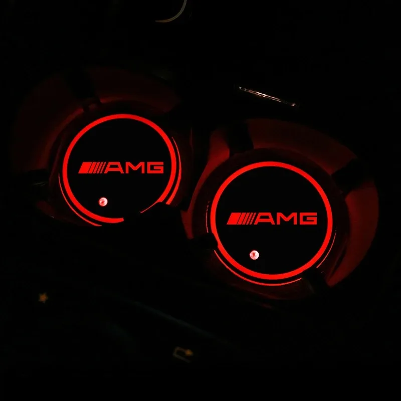 7 اللون LED حامل الكأس سيارة ضوء مضيئة كوستر كوب ماء الوسادة لمرسيدس بنز AMG W206 W204 W205 W212 W213 W221 W222 W223