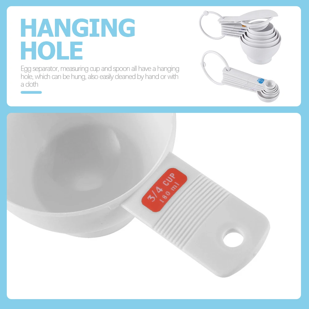 

Plastic Measuring Spoon Set 1 2 Cup Scoop Cups Measure Spoons 3 4 1 4 Small Easy Use Egg Separator Hanging Hole Accurate
