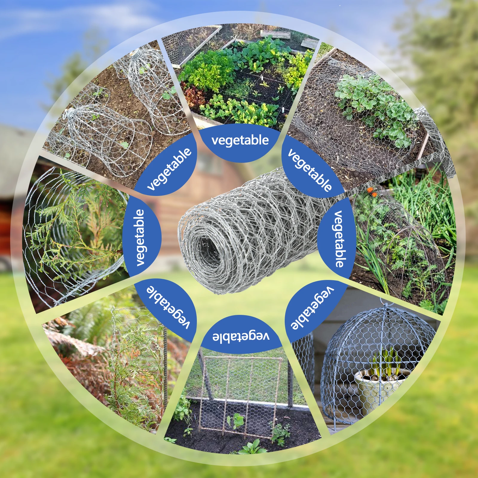 23GA 0.6mm Chicken Wire Netting, Galvanized Steel Mesh, Garden Fence Barrier for Poultry, Craft, Pet Rabbit Enclosures