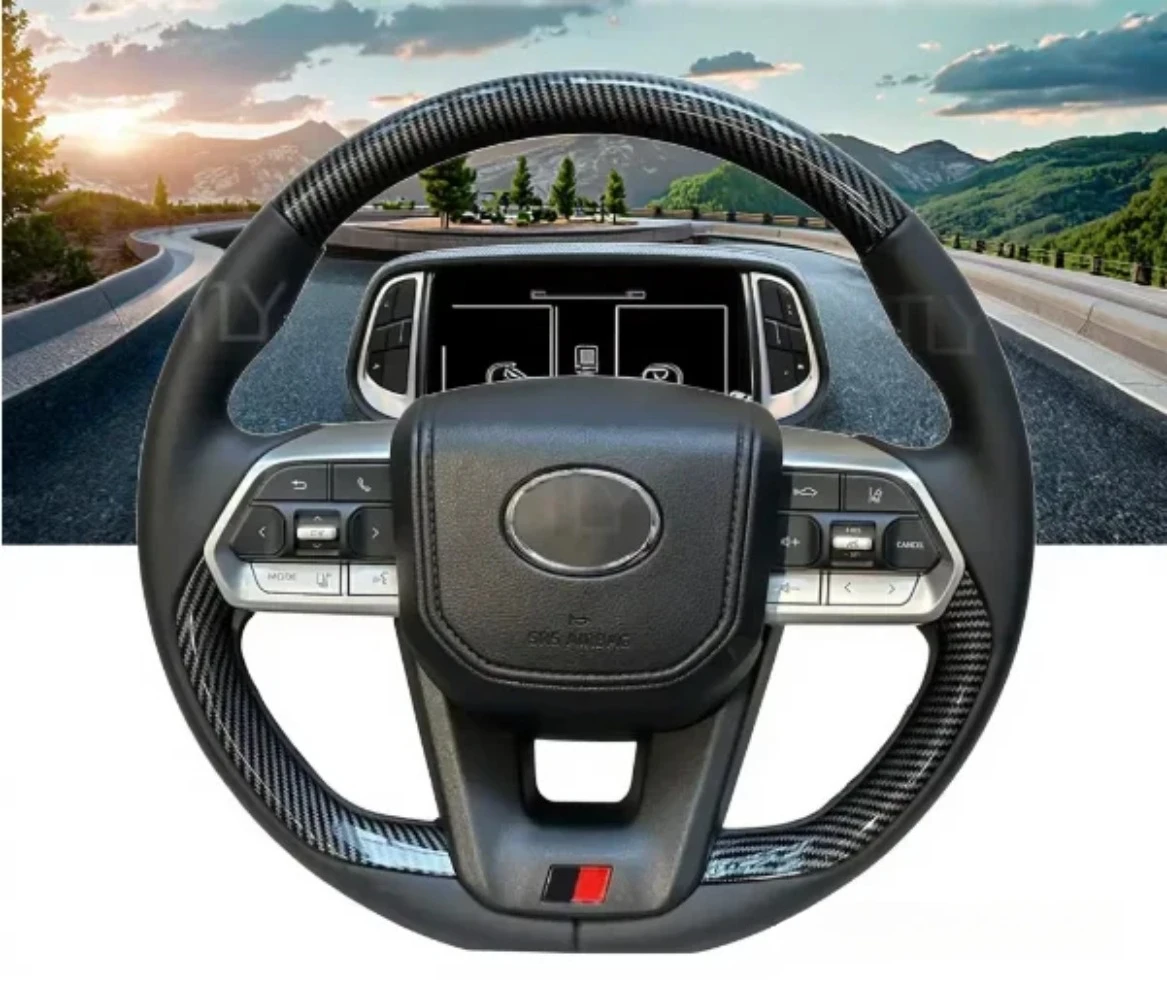 Maictop GR Style Interior Accessories Sports Leather Car Steering Wheel Carbon Fiber for Toyota Land Cruiser LC300 LC200