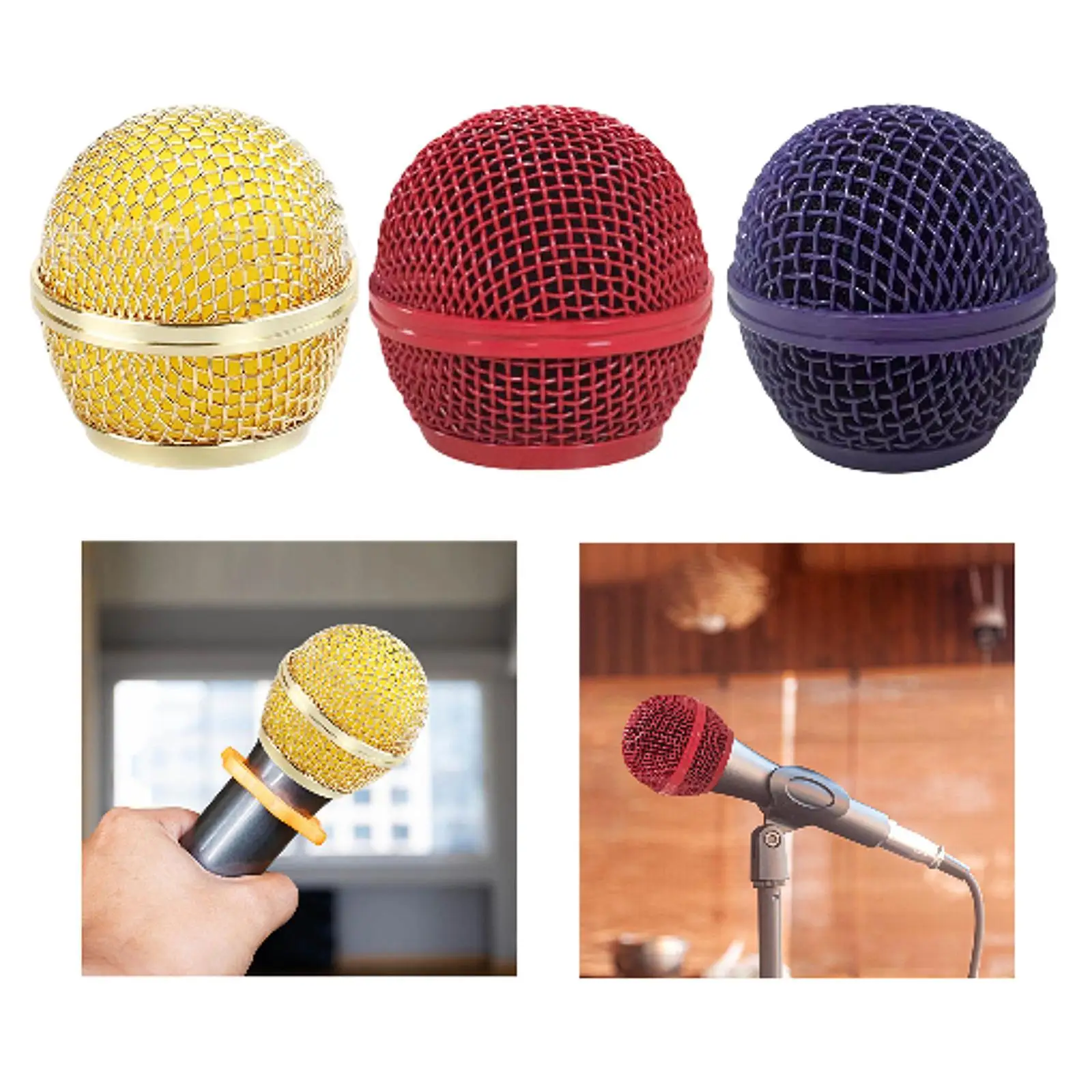 

Сетчатая головка для микрофона, портативная, удобная замена для взрослых, металлическая сетчатая головка для микрофона