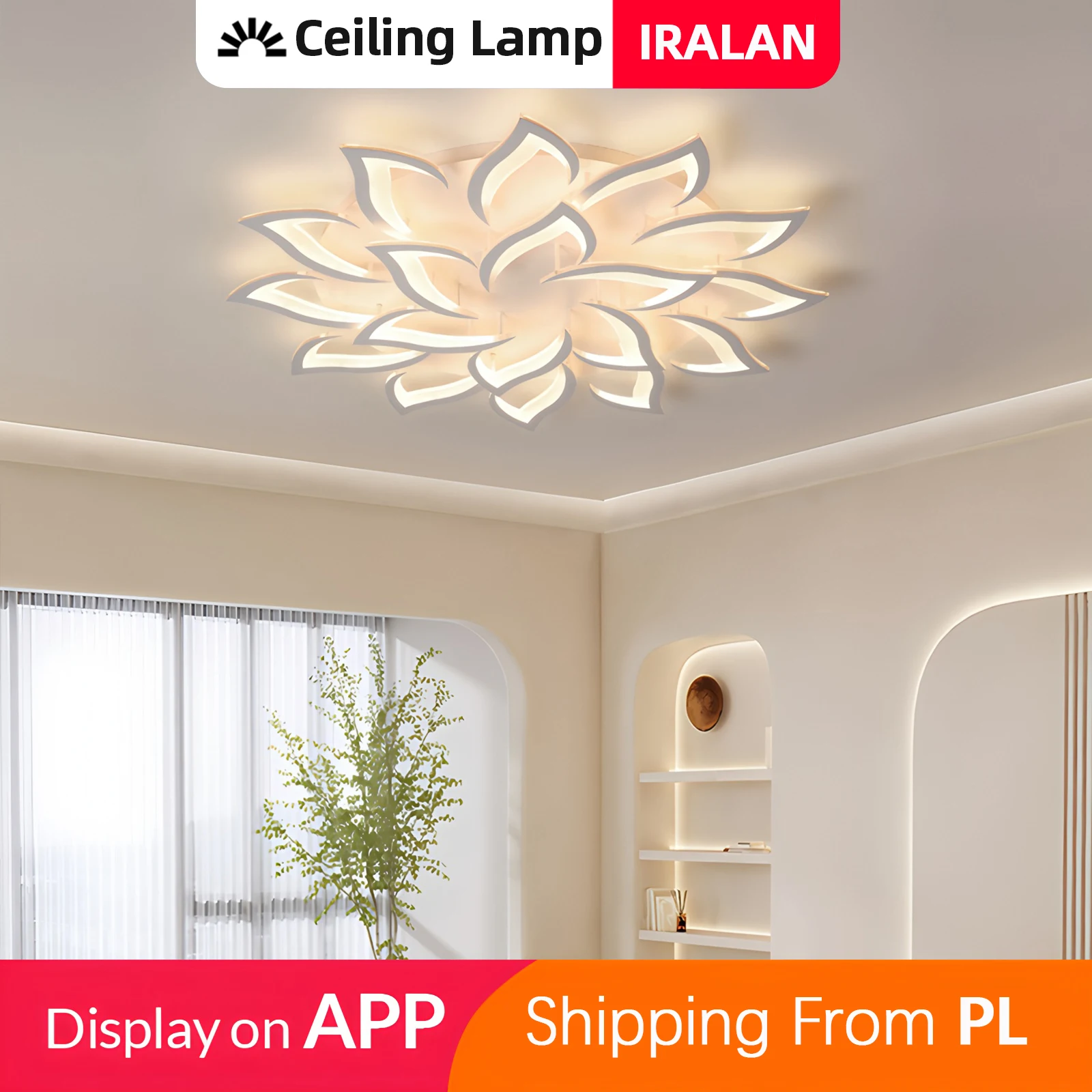 IRALAN LED Lotus plafond lustre APP télécommande gradation infinie suspension chambre étude plafonnier décor à la maison