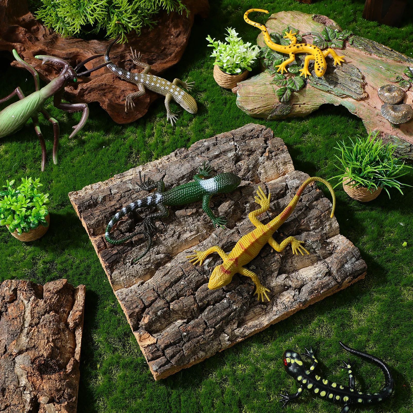 

4 pcs Cork Bark Flats Aquarium Decor Fish Tank Decoration Reptile Terrarium Background Lizard Gecko Bearded Dragon Climbing Wall