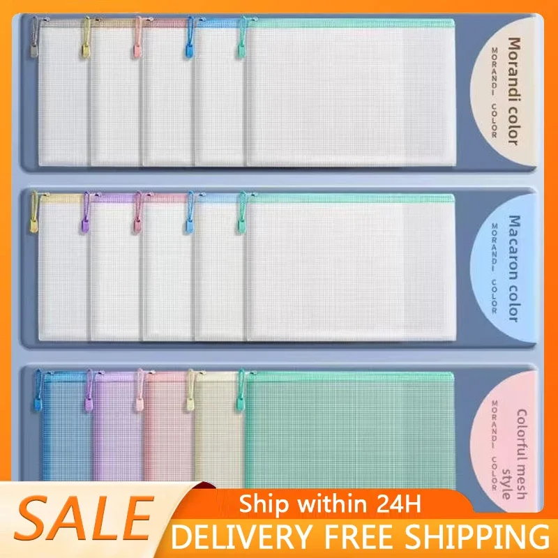 Thickened Zipper Document Bag Subject Classification Organization Exam Paper Bag Student Use Waterproof File Grid Bag