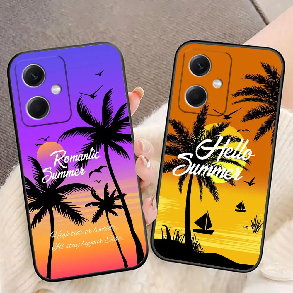 Summer Coconut Tree Phone Case For Redmi NOTE 13 12 12S 11 11T 11S 10 9 9S 8T 8 7 PRO PLUS 4G 5G Silicone Case Funda Shell Capa