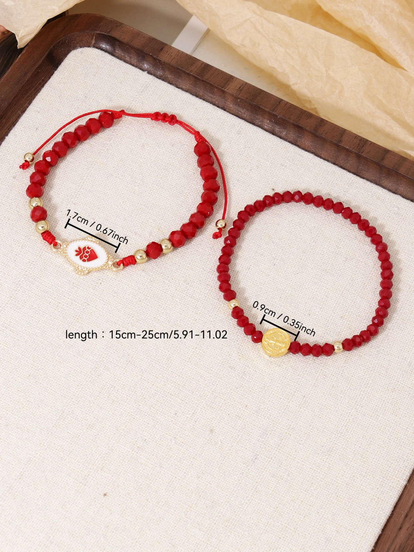 2 قطع سحر الأحمر الاصطناعي كريستال الخرز لطيف الفراولة الصليب كريستال قلادة المرأة سوار مجموعة تاريخ المجوهرات اليومية #5