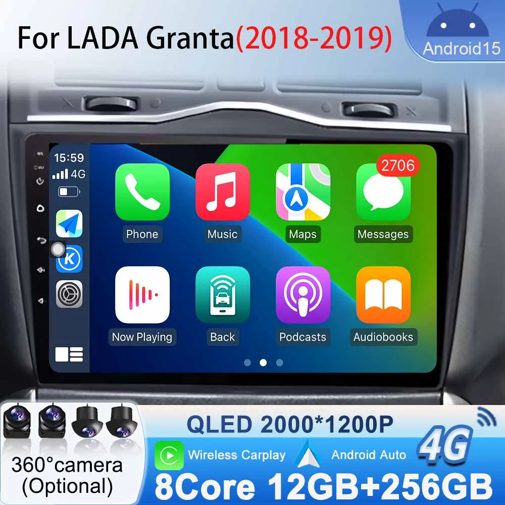 

Split Screen Multimedia Video Player for LADA Granta 2018 -2019 Car Radio Audio Wireless CarPlay Stereo GPS Bluetooth Navigation