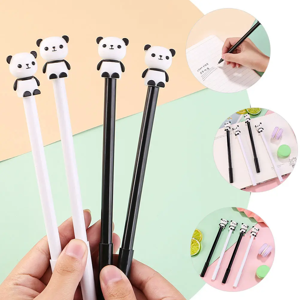 20Pcs Panda Pens 0.5mm Black Ink Fine Point Compact Lightweight Silicone Plastic Pens for Daily Use School Office Note Taking