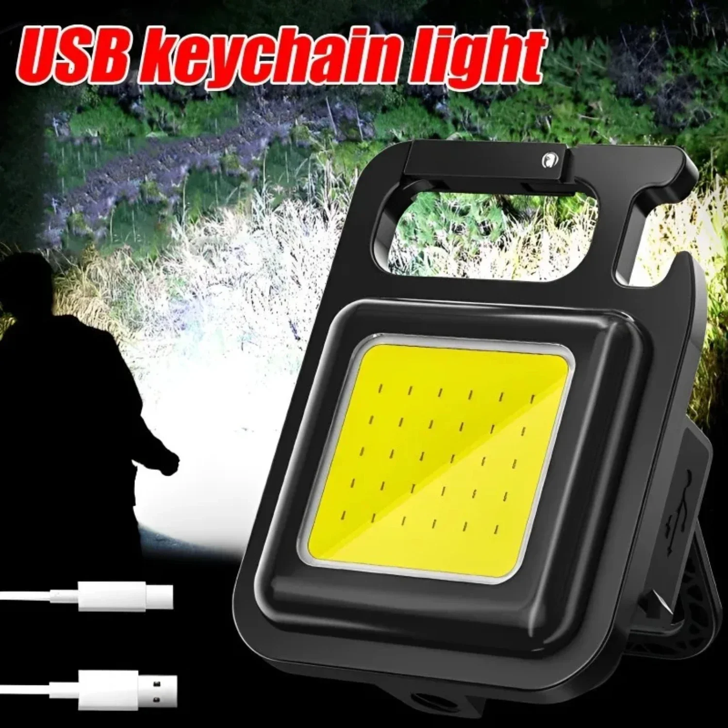 Mini  Keychain Flashlights Multifunctional Portable COB Work Light USB Charging Camping Lamp Outdoor Torch Fishing Lantern