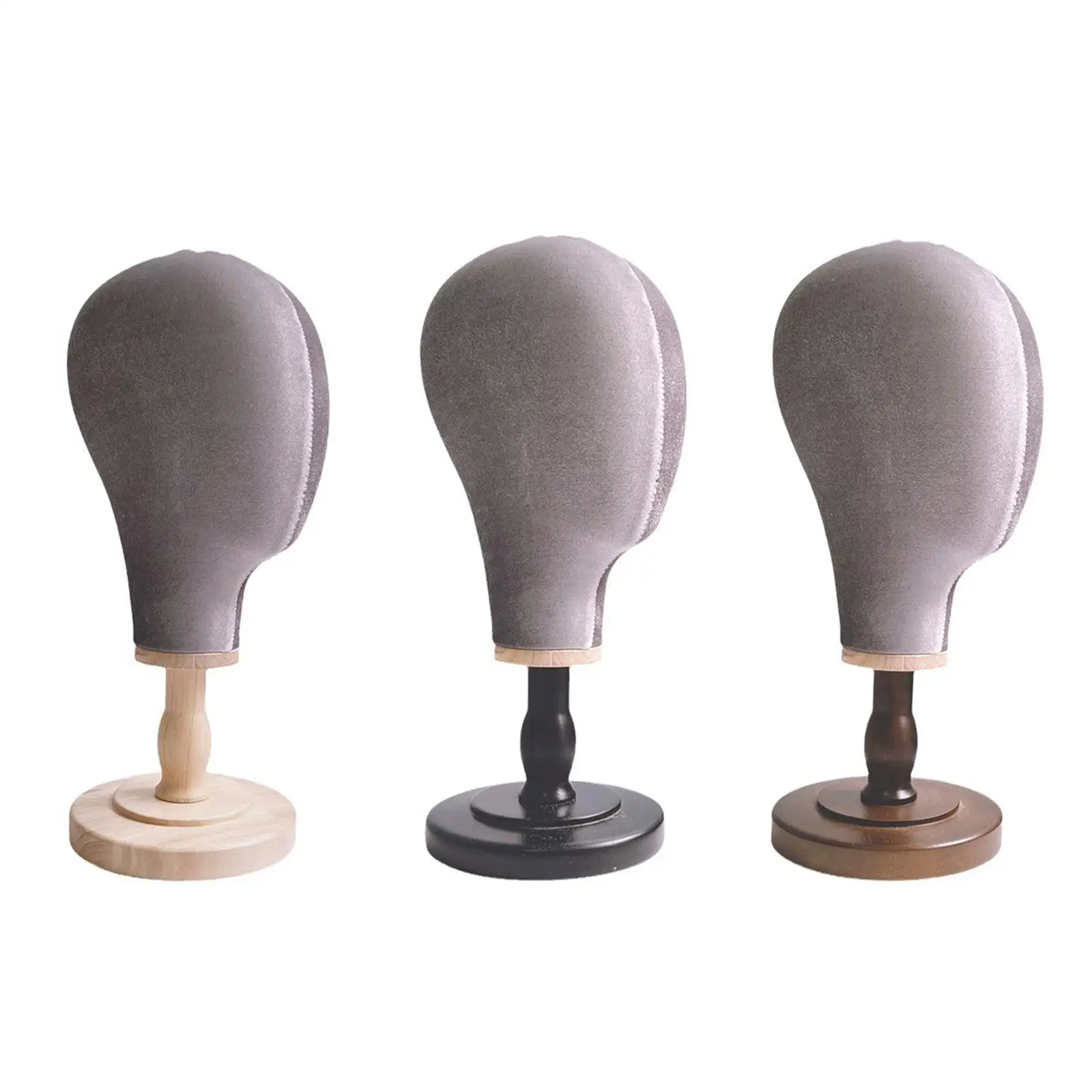 Mannequin Head Model Round Pedestal Multipurpose Hat Display Holder with Wood Base for Headset Jewelry Halloween Hat Glasses Hat