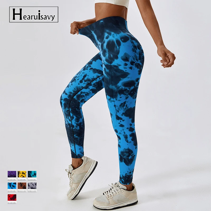 Hearuisavy Seamless Tie-Dye Yoga Pants Push Up Sports Leggings Women Running Fitness Gym Leggings Workout Tights Yoga Clothes