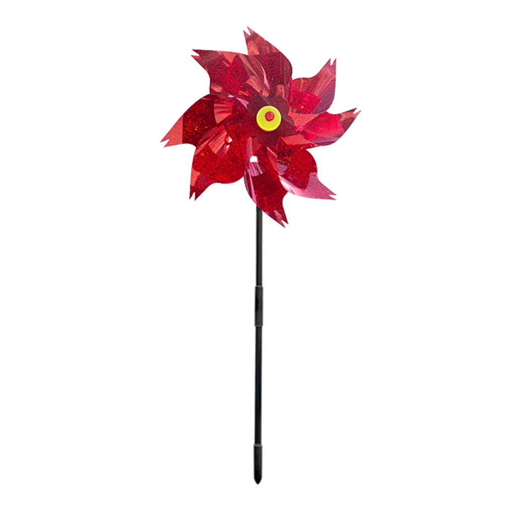 Extra Sparkly Pinwheel with Stakes Outdoor Bird Scare Devices Colorful Bird Deterrent Windmill for Garden Decor