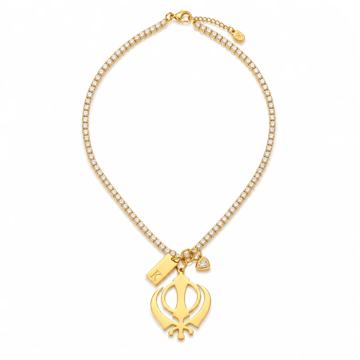 Personalized Sikh Khanda Pendant Necklace Custom Initial Stainless Steel Punjabi Religious Jewelry Cultural Gift For Christmas