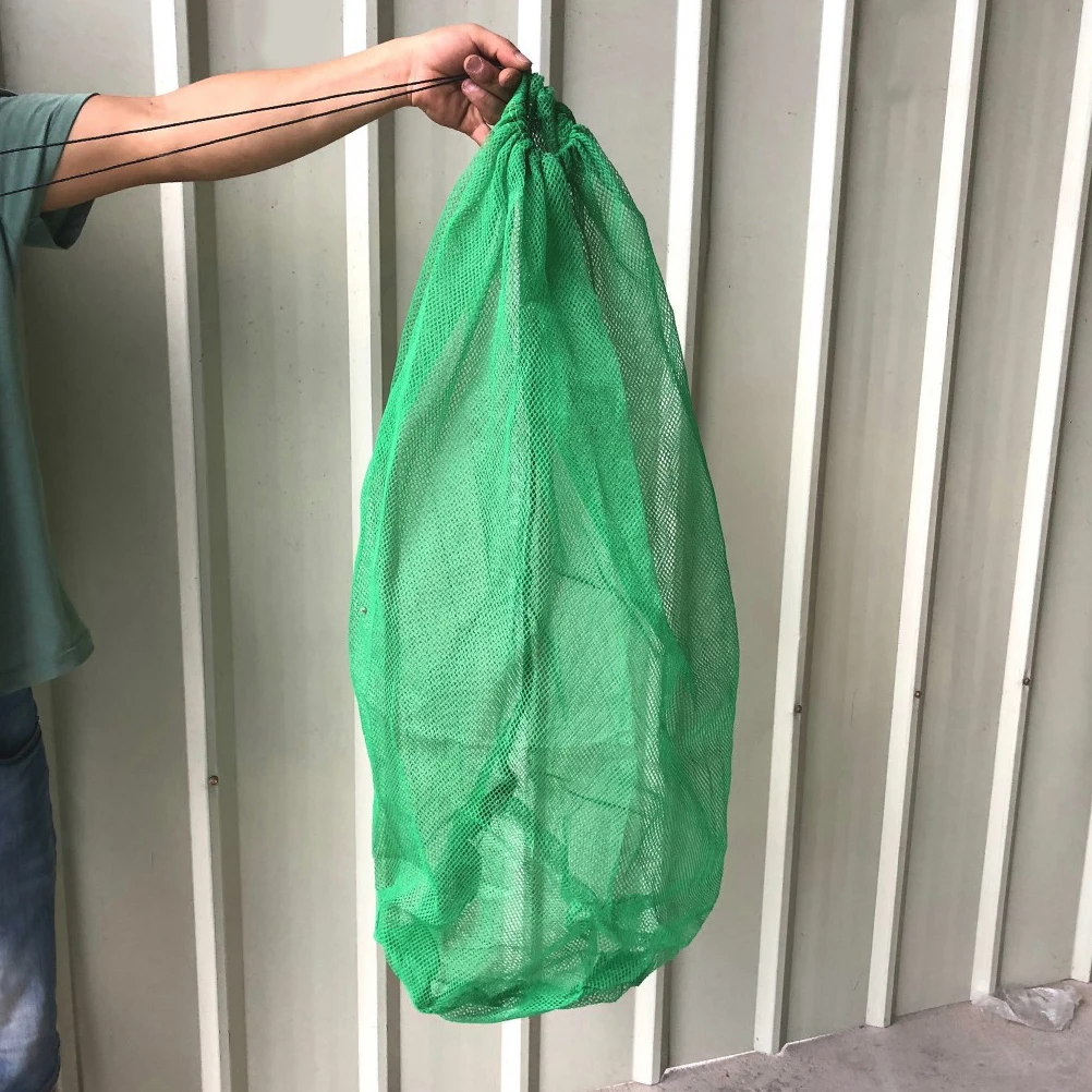 

2pcs Fishing Bag Foldable Carp Catch Storage Drawstring Pouch Portable Mesh Nylon Fish Net Bag Durable Reliable Fish Storage Net