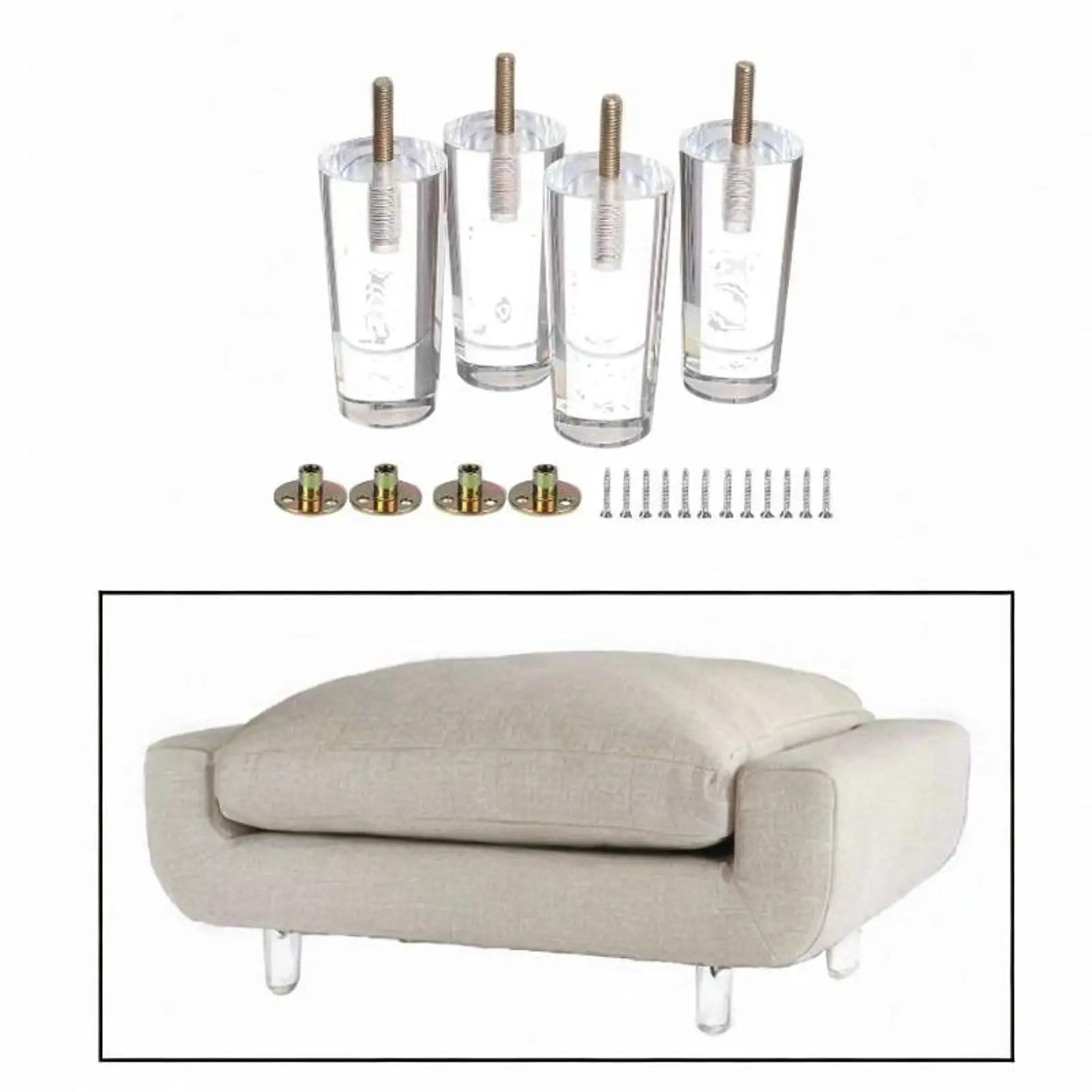 

4x Acrylic Sofa Legs Sofa Feet Heavy Duty Decoration Stable DIY Cabinet Legs