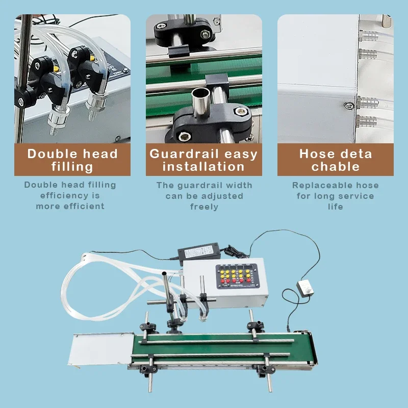 DIY-T1200 fully automatic conveyor belt assembly line double-head liquid dispensing and filling machine intelligent induction