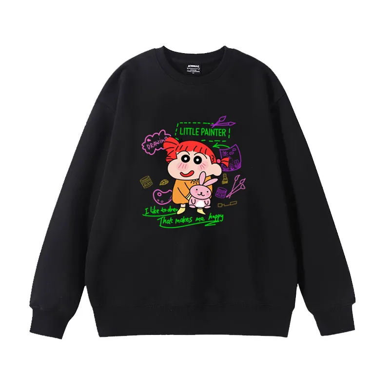 เสื้อสเวตเตอร์มีฮู้ดพิมพ์ลายการ์ตูน คอกลม สำหรับผู้หญิง สไตล์เกาหลี แฟชั่นฤดูใบไม้ร่วงและฤดูหนาว ดีไซน์ทันสมัย ทรงหลวม ใส่ได้ทั้งคู่รัก เสื้อฤดูหนาว สไตล์นักศึกษา