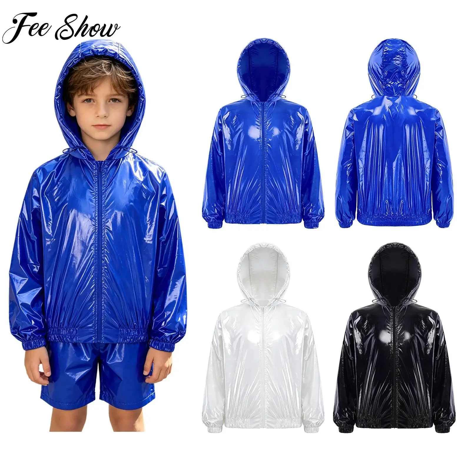 Kids Boys Water Resistant Hooded Jacket Coat Long Sleeve Front Zipper Athletic Hood Outerwear Raincoat for Hiking Fishing Biking