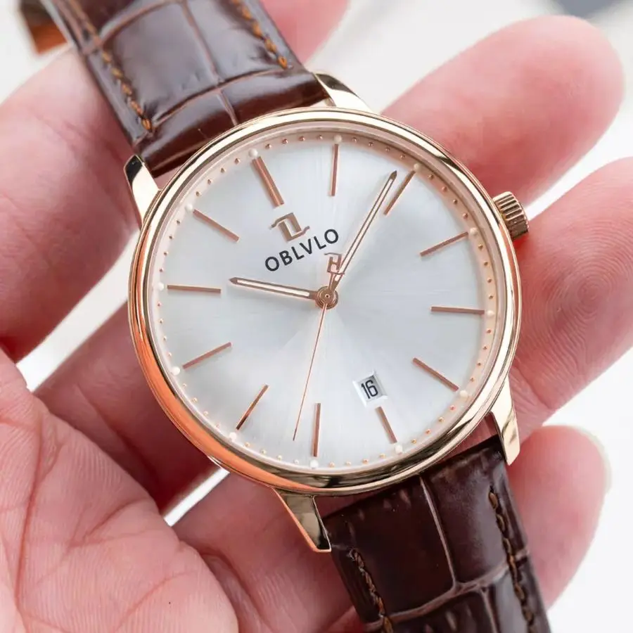 

OBLVLO Мужские автоматические часы 39,8 мм Роскошные механические наручные часы 50 м Водонепроницаемое сапфировое зеркало
