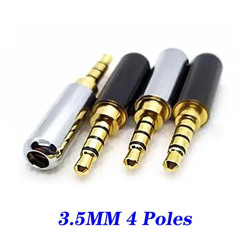 

Gold plated copper 4-pole 3.5mm male headphone jack with clip 3.5mm stereo audio connector, suitable for 4mm cable adapter