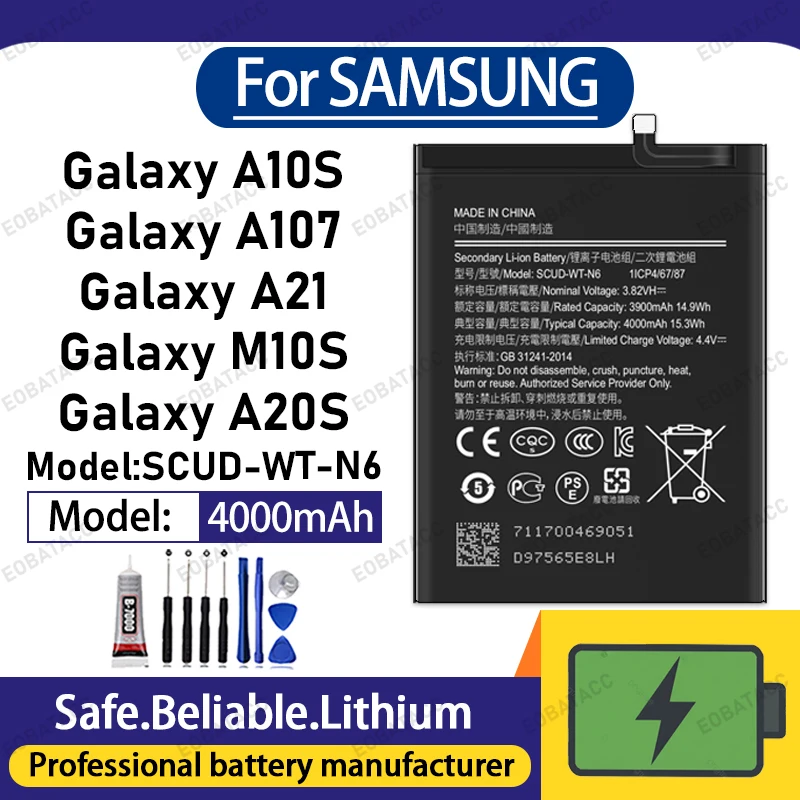 

100% Brand New SCUD-WT-N6 Battery For Samsung Galaxy A10S/A107/A21 Large capacity Batteries+Free Tools