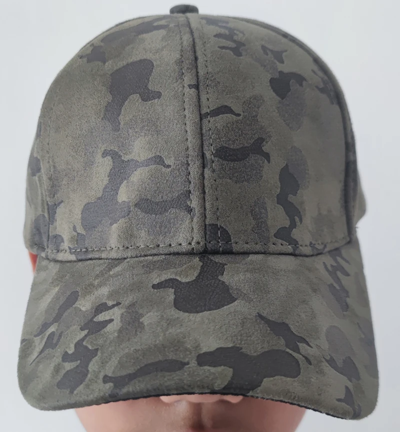 Vintage Army Green Brown Grey Camo Snapback Leather Men Suede Baseball Cap Camouflage Red Navy