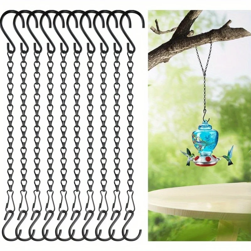 

Adjustable Iron Plant Hanger Chain, 11.4 Inch Black Hanging Chain with S Hook for Plant & Bird Hanging
