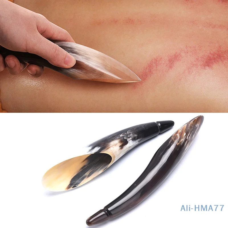 1Pcs Natural Buffalo Horn Guasha Board SPA Scraping Plate Gua Sha Massage Tool Scraping Board Health Care