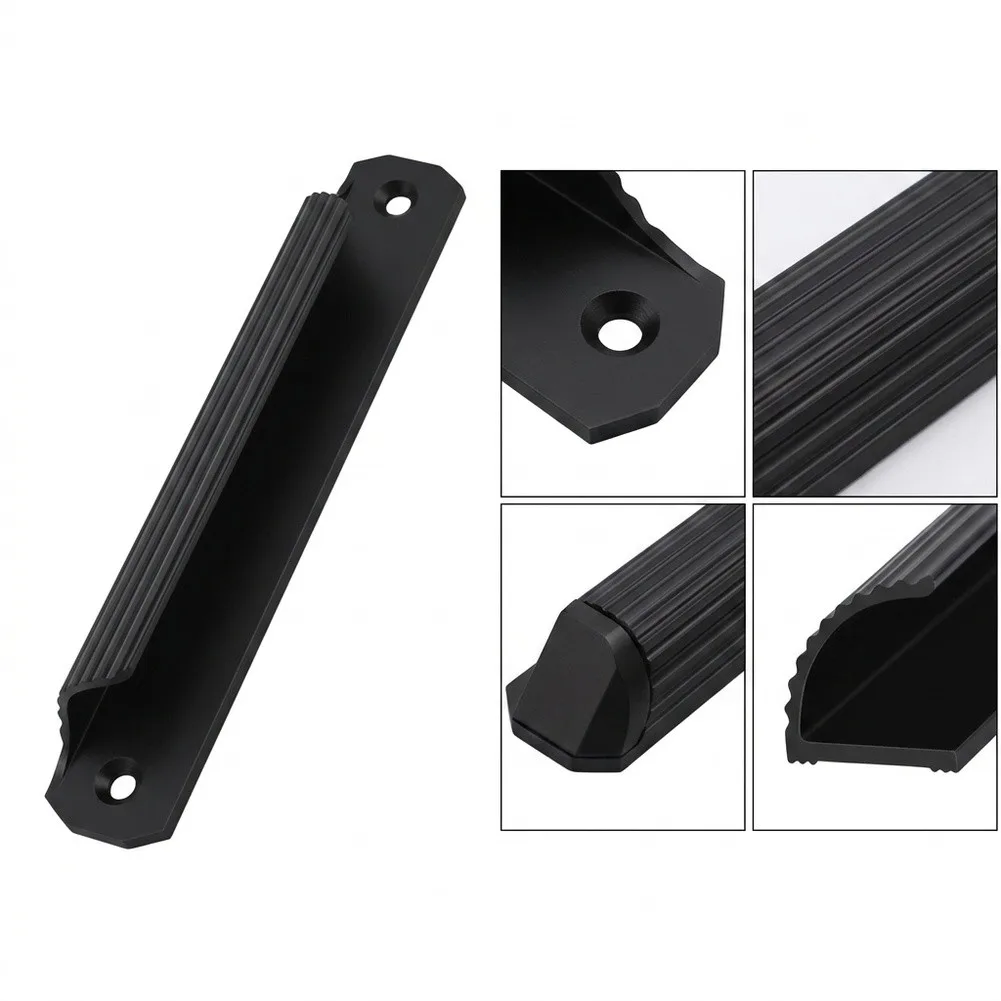 Black Aluminum Sliding Door Pull Handles 120mm Long 20mm Wide 100mm Hole Spacing 10pcs Lightweight for Glass Doors