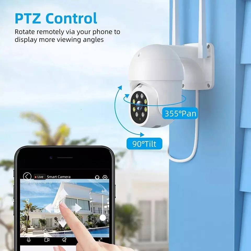 H.265 Tuya 5MP Wifi Rete IP Smart Wifi Telecamera di sicurezza esterna CCTV Home PTZ Cam