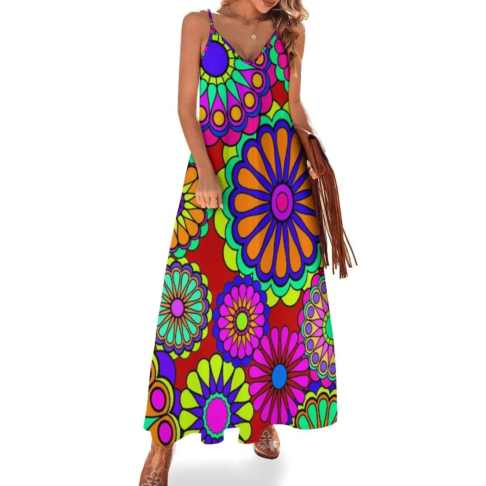 

Flower Power Retro Style Hippy Flowers Sleeveless Dress prom dress 2024 long sleeve dress