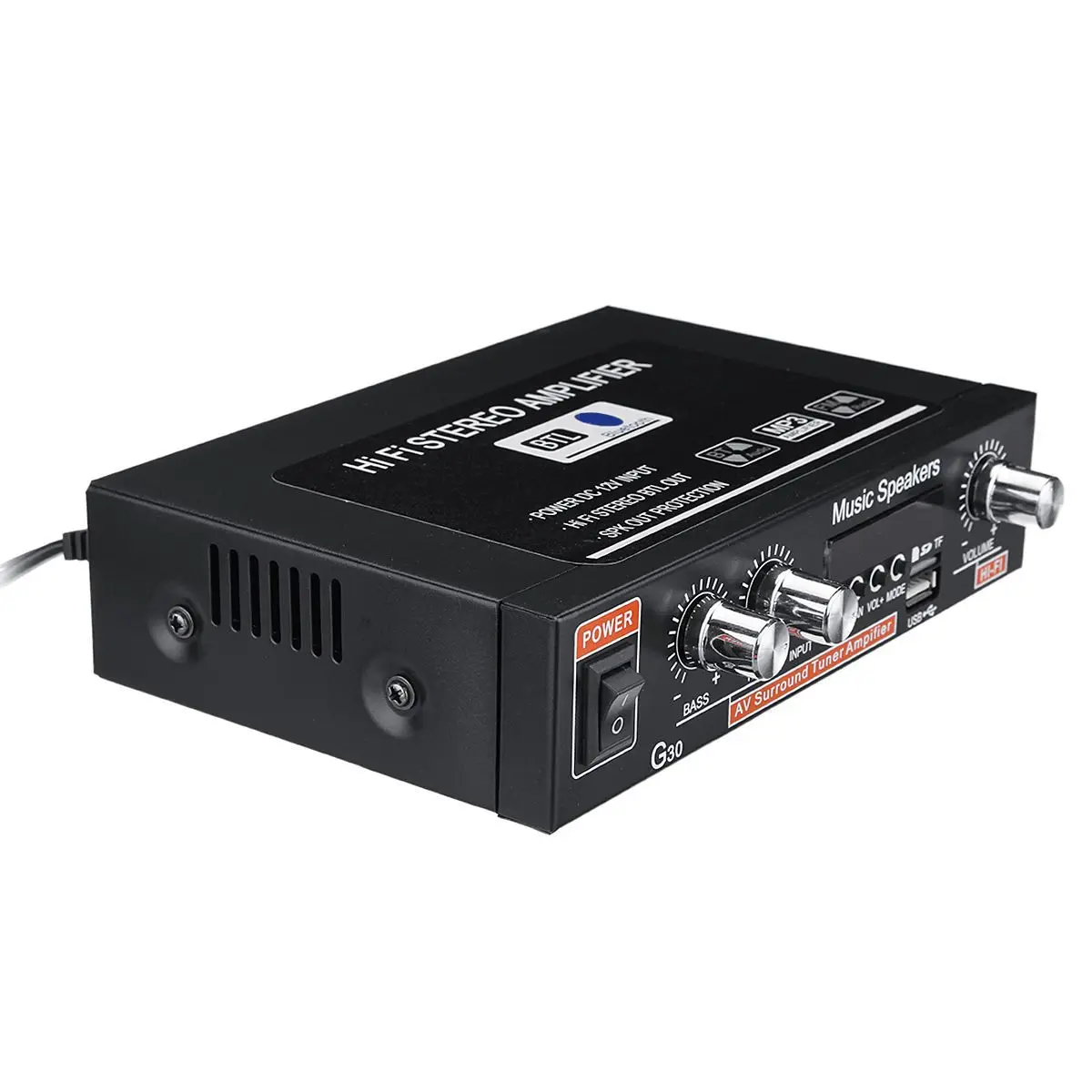 G30 Bluetooth Power Amplifier Digital Amplifier Bluetooth Sound Amplifier 2 Channel HIFi USB Audio Amp For Home Car Karaoke