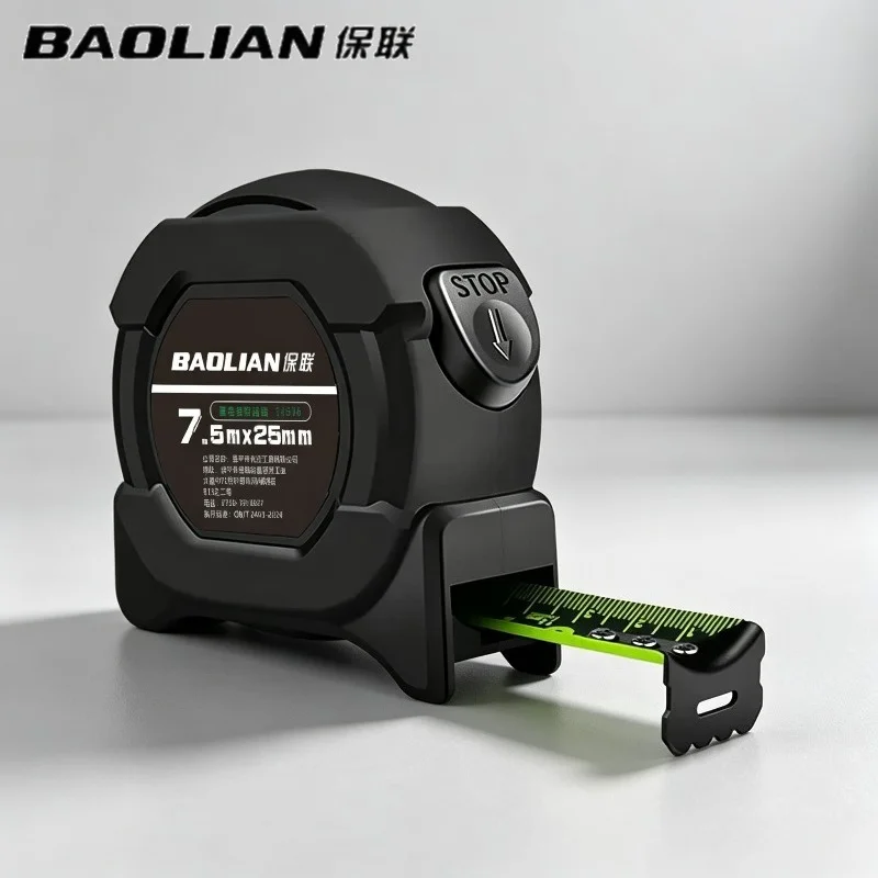 BAOLIAN High‑Precision Fluorescent Steel Tape Measure Thickened Anti‑Drop Shell Self‑Locking Portable Measuring Hand Tool
