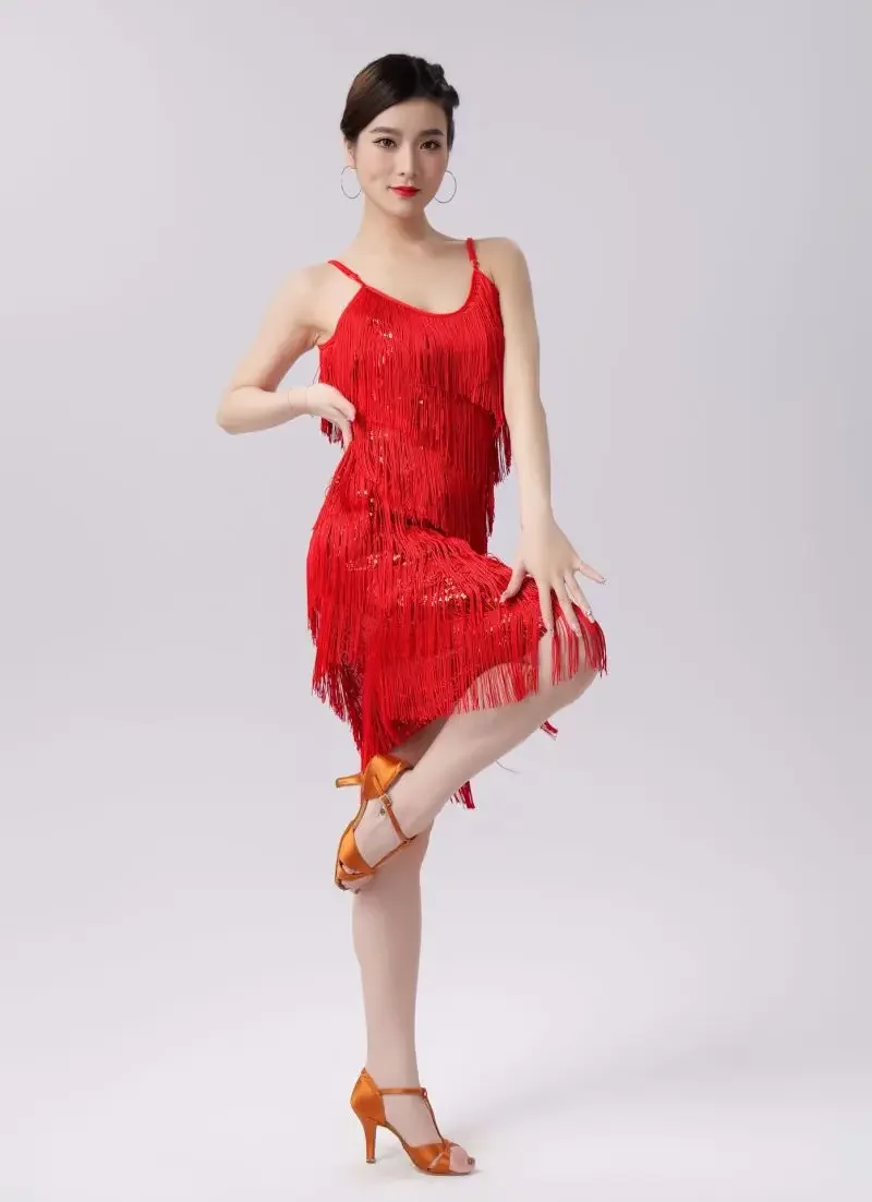 Halloween New Latin Spring Sequin Tassel Dress Dance Dress Party